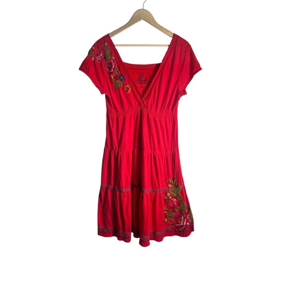 Johnny Was Red Embroidered Mini Dress - Picture 2 of 7
